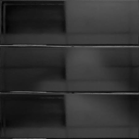 Apollo Tile Metro 4 in. x 12 in. Polished Black Ceramic Subway Wall Tile 10.4 sq ft/case - 34 pack APLHMDT8854A